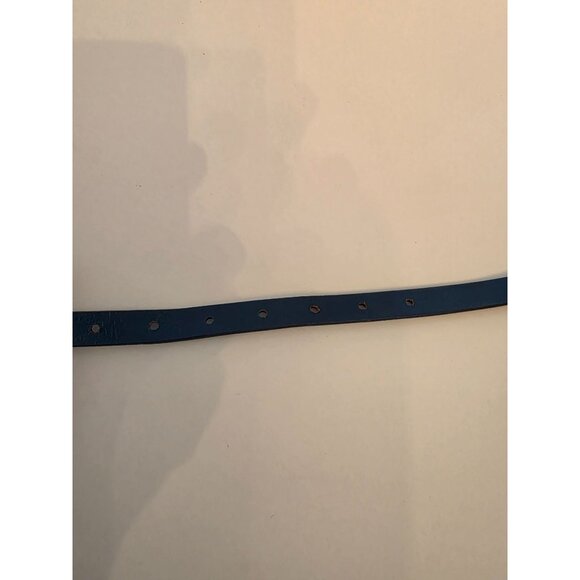 J. Crew Womens Italian Leather Blue Belt With Round Buckle - Picture 3 of 5